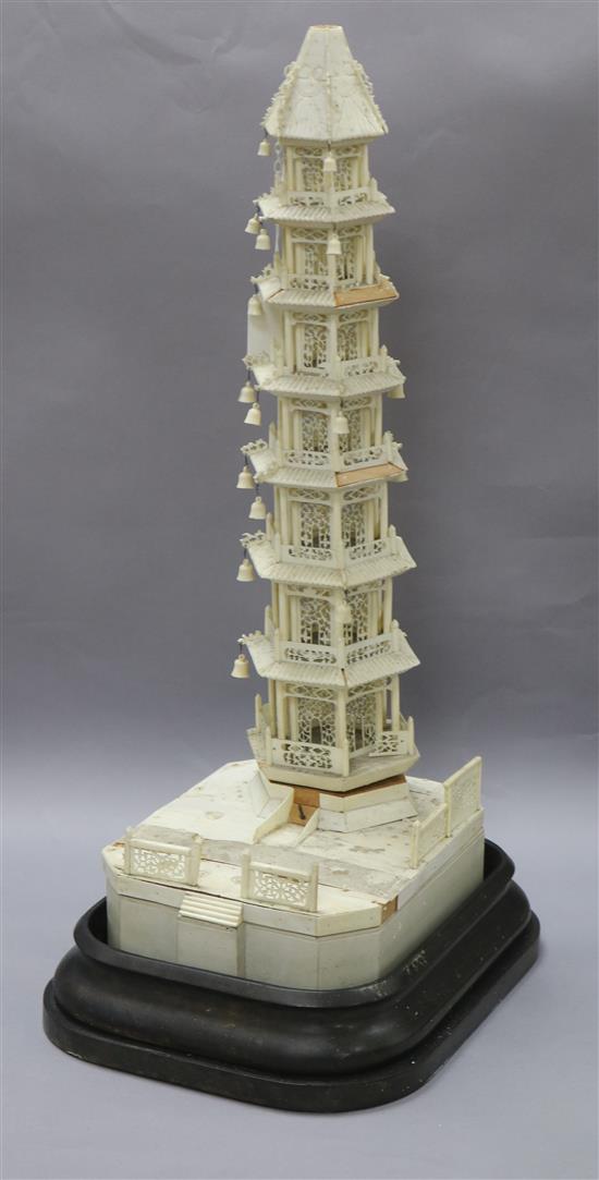 A Chinese ivory pagoda height 60cm (a.f.)